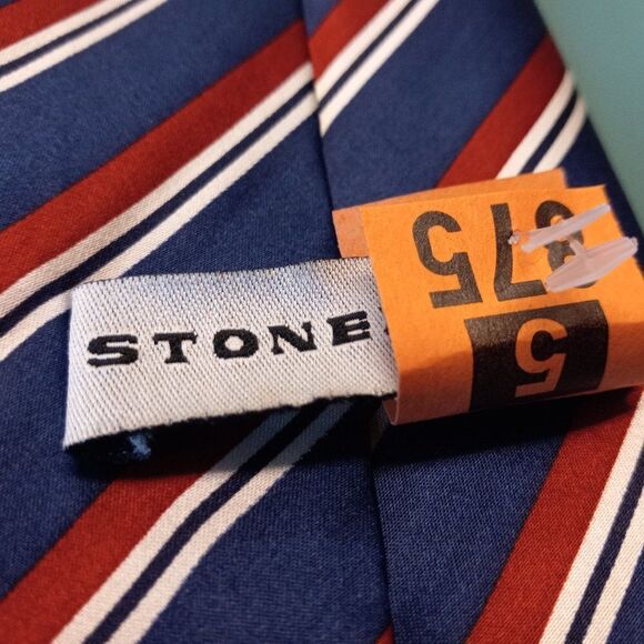 Stonehenge Silk Blue with red and white stripe Tie - Picture 6 of 7